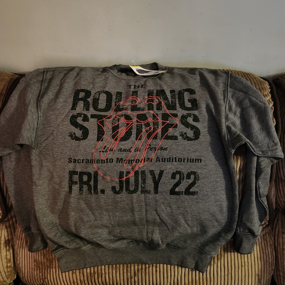 Gray Rolling Stones Oversized Graphic Sweatshirt Size Medium